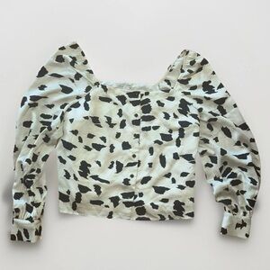 NWOT Lush Blouse Women's Small Black White Animal Print Polyester Top